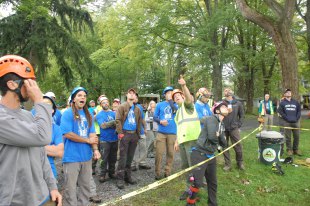 Jim Roach walks climbers through the details of the Work Climb Event.